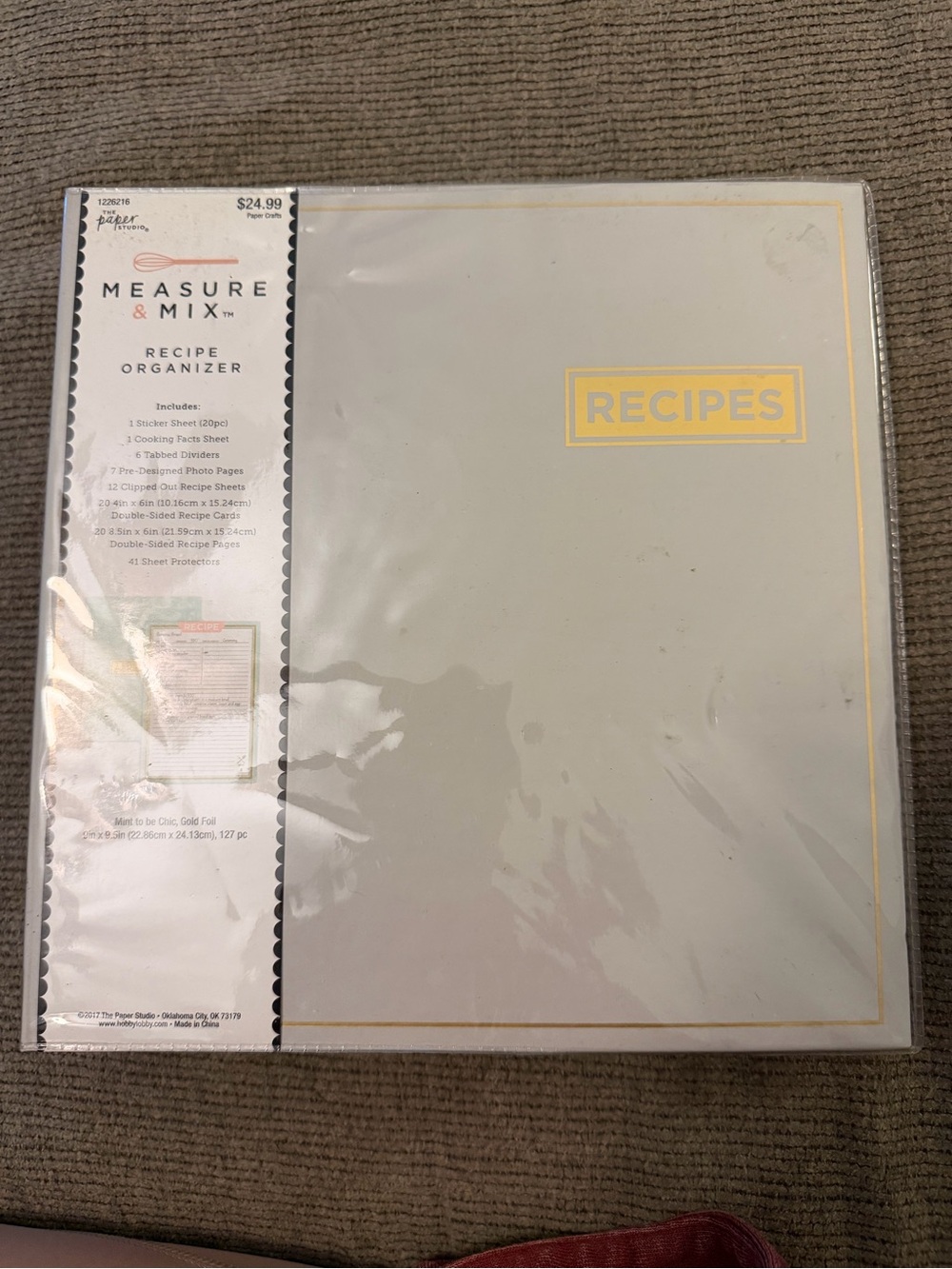 Measure & Mix RECIPES Organizer - Cream with Gold Trim
